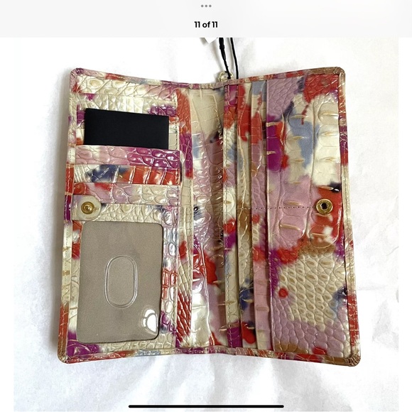 đNWT! RARE Brahmin Melbourne Ady Croc Embossed Leather Slim Wallet FIESTA!!! - Picture 3 of 12